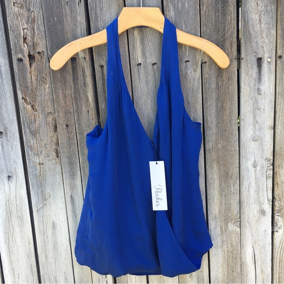 NWT Parker Wales Halter Top Silk Blue M - Picture 1 of 16